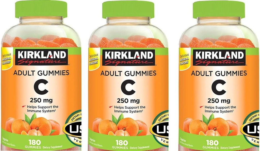 Kirkland podpis Vitamin C Adultual Gummies 250 mg, 180 Število (paka 3)