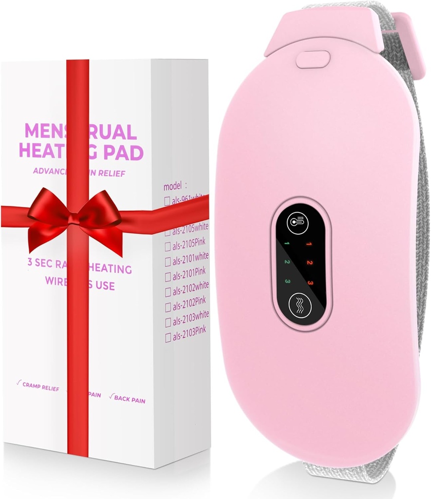 Ogrevanje Pads, Glyduny Perioda Cramp Massager Prenosni akumulatorski ogrevalni Pad s 6 Ravni toplote in 6 Masaže Načini za hrbtne bolečine Relief Menstrual ogrevanje Pad (Pink)