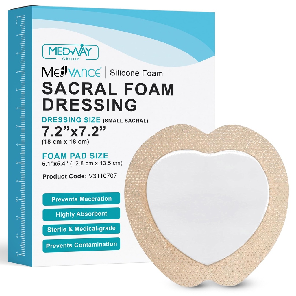 MedVance TM Silikon - Obmejen silikonski lepilni pena obleko Sacral Velikost 7"x 7" Škatla s 5 prelivi