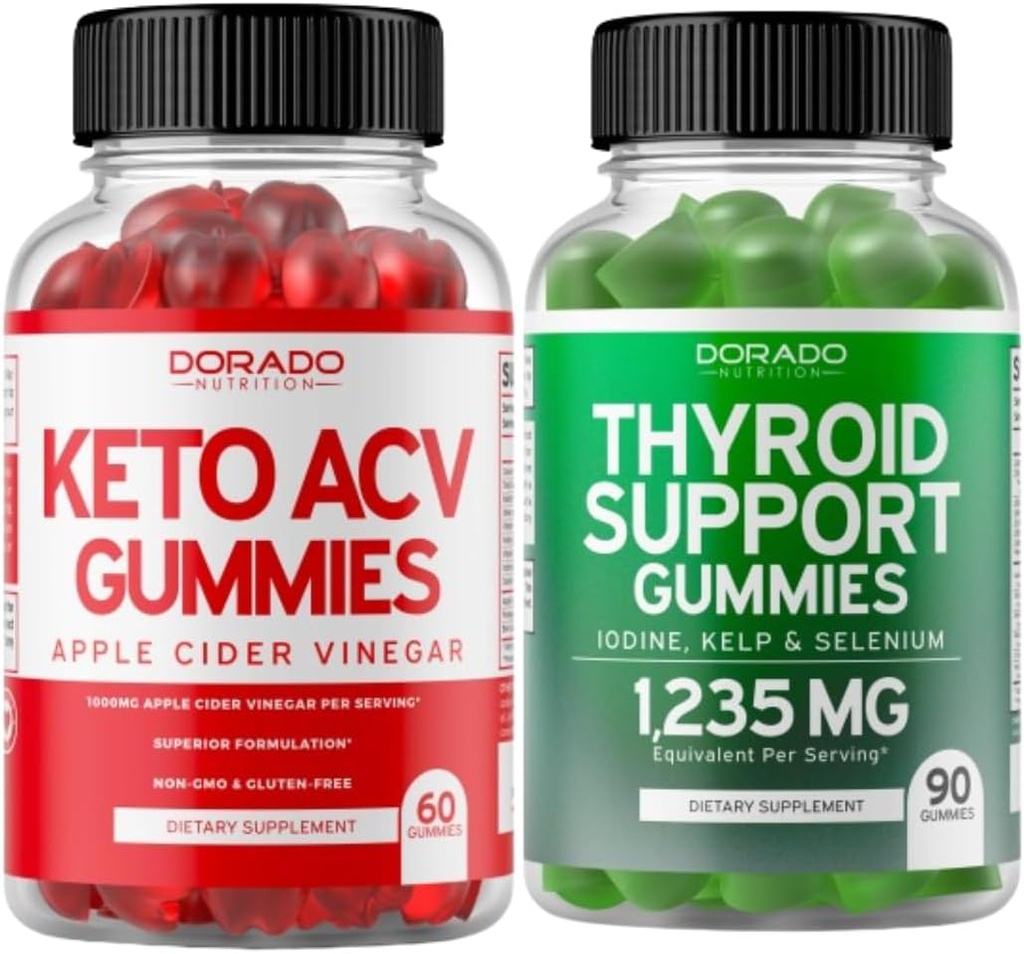 Keto ACV Gummies (60 Count) Napredno hujšanje Formula in podpora ščitnice (90 Count) Podpora dodatek z Ashwaganda, Jodine, Bladderwrack, Kelp & Schisandra - Non-GMO, Vegan & Made v ZDA