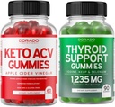 Keto ACV Gummies (60 Count) Napredno hujšanje Formula in podpora ščitnice (90 Count) Podpora dodatek z Ashwaganda, Jodine, Bladderwrack, Kelp & Schisandra - Non-GMO, Vegan & Made v ZDA