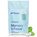 Neuro Memory & Focus Gum - Nootropic Gum z vitaminom B12, vitaminom B6, L-Theanin & ginseng Extract - Naravna podpora možganov dodatek - Vegan, kofein in sladkor brez žvečil - Peppermint, 90 ct