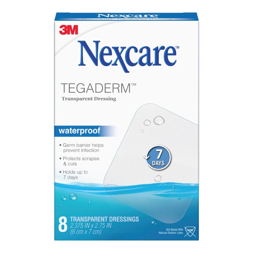 Nexcare Tegaderm Vodoodporna Prozorno oblačenje, Dirtproof, Germproof, Zagotavlja zaščito za manjše opekline, luske, reže, mehurji in abrazioni, 2.375 x 2,75 v, 8 Število