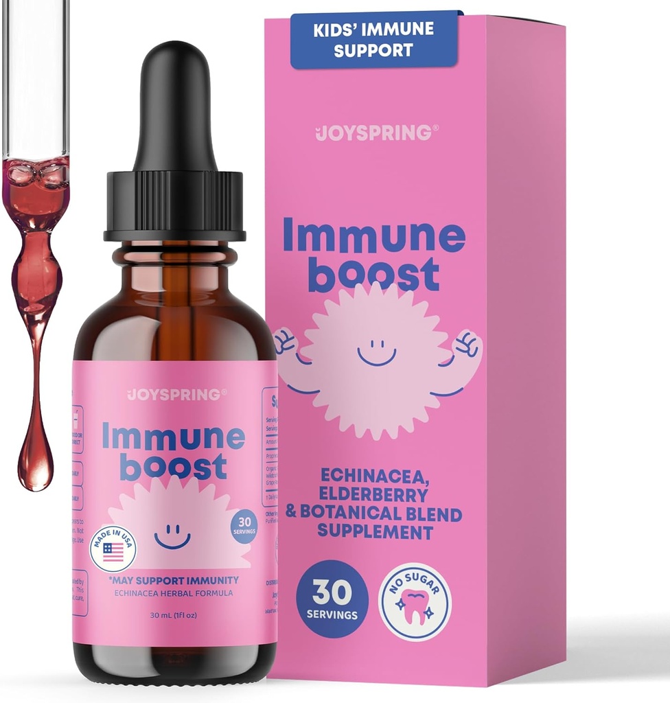 VeseljePomlajevanje Imunske kapljice - Otroška Immuniteta dodatek (1 fl oz, 30 Serving) z organsko Elderberry Liquid, Echinacea, Oregon Grape Root & Orange Peel za starost 2-16+ Leta in odrasli