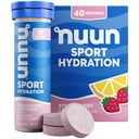 Nuun Sport Elektrolitske tablete z magnezijem, kalcijom, kalijem, kloridom in natrijem, brez glutena in veganom, jagodna limonada, 4 pakiranja (40 skupaj)