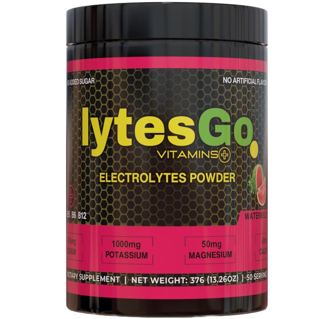 lytesGo Elektroliti v prahu Hidracijska pijača - brez sladkorja - lubenice aroma - elektrolitski prašek za regeneracijo - 50 strežnikov