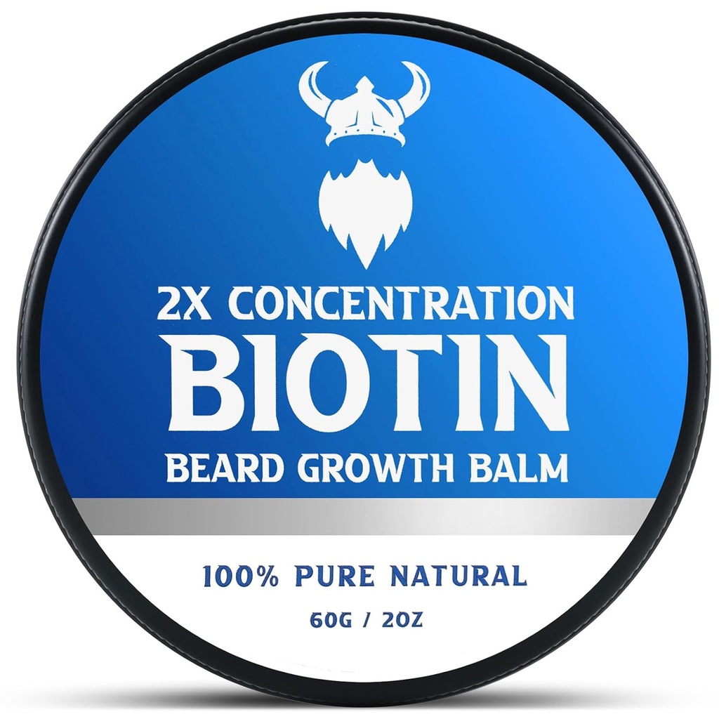 Balzam za biotinbrade za moške & conditioning Brada Vosek - izdelan z ricinusovim oljem naravne in organske sestavine - Hidrati in odtenki Facial Hair Rast - 2 Ounce Tin