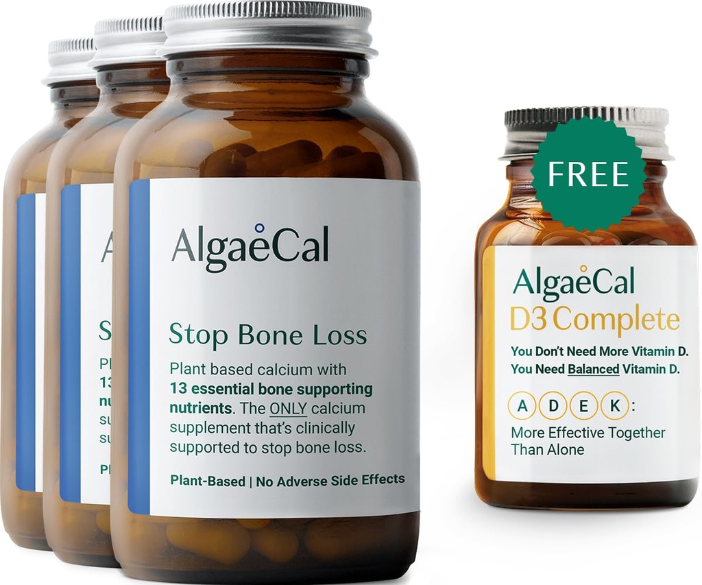ALGAECAL Vitalnost paket - Free 4-in-1 Vitamin D3 Popoln in rastlinsko-bazen kalcij s 13 kostno-subvencioniranimi minerali, klinično dokazano ustaviti izgubo kosti, Imunsko in celotno telo Wellness