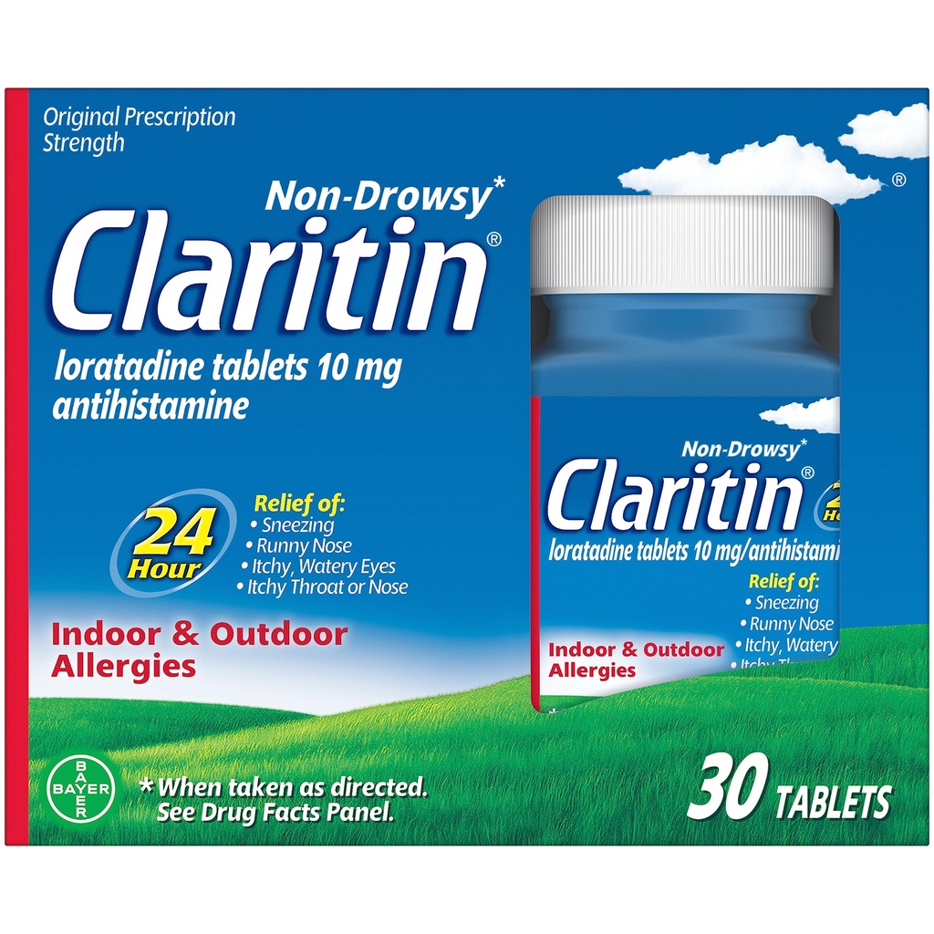 Claritin 24 HR Nenadna alergija Zdravila, Loratadin tablete antihistaminikov, 30 Ct