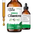 Wild & Organic Cilantro Tincture - Zeliščne detox kapljice z izvlečkom Cilantro - Liquid Coriander Leaf dodatek - Vegan, Sladkor & Alkohol brez kapljic - 4 fl oz