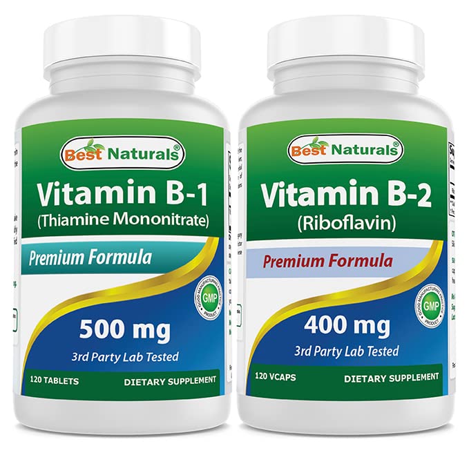 Najboljši naravni vitamin B1 kot tiamin mononitrat 500 mg in vitamin B2 (riboflavin) 400 mg