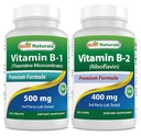 Najboljši naravni vitamin B1 kot tiamin mononitrat 500 mg in vitamin B2 (riboflavin) 400 mg