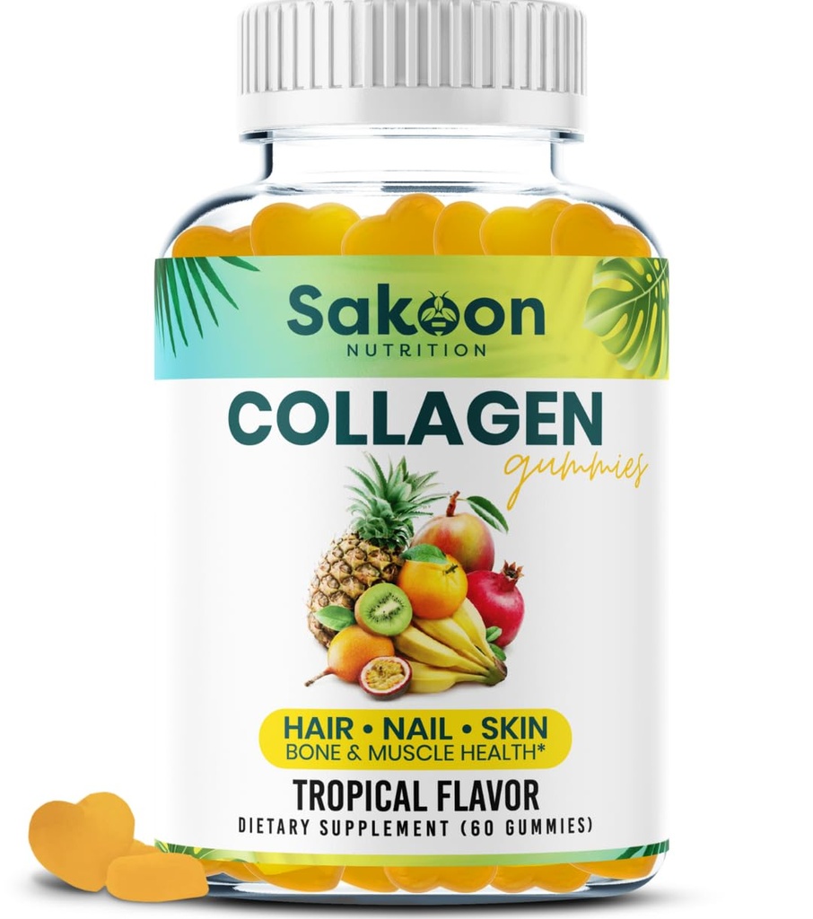 Halal Collagen Gumies za ženske in moške - proti staranju, rasti las, nego kože in močnih nohtov beljakovine kolagen dopolnila - Ne-GMO, Gluten brezplačno - Izdelano v ZDA