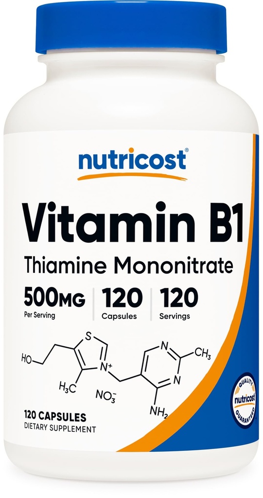 Nutricost Vitamin B1 (Thiamin) 500 mg, 120 kapsul