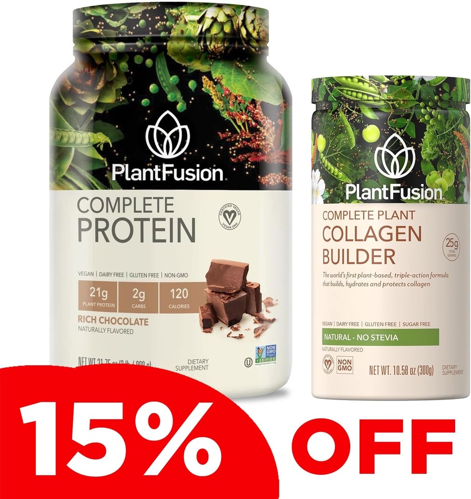 RastlineFusion Popoln veganski protein v prahu in kolagen bundele - Keto, brez glutena, brez soje, brez mleka, brez sladkorja, brez GMO