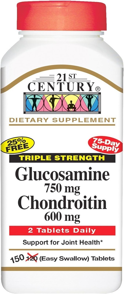 21St Century Trojna moč glukozamin in hondroitin - 150 tablet