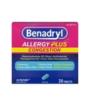 Benadryl Alergy Plus Congestion Ultratabs, Medicina z difenhidramin HCl Antihistaminik & Fenilefrin HCl Nazal Dekongestiv, Alergija & Sinus Congestion Relief tablete, 24 ā