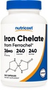 Nutricost kelirano železo, kot Ferrochel, 36 mg, 240 kapsul