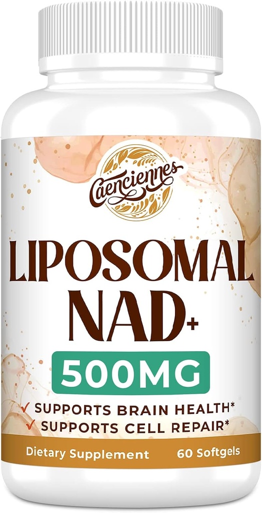 Liposomal NAD+ 500 MG dodatek, True NAD Plus dodatek, Superior Absorpcija, Boost NAD+ bolj učinkovito kot nikotinamid ribozid za celično energijo, zdravo staranje, 60 Serviranje
