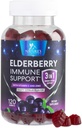 Bezgove jagode z vitaminom C, D3 in cink - Imunska podpora Gummy za otroke in odrasle, Black Elderberry Extract Gummy Imune Health Supplement, Black Elder Berry Vitamin - 120 Gummies