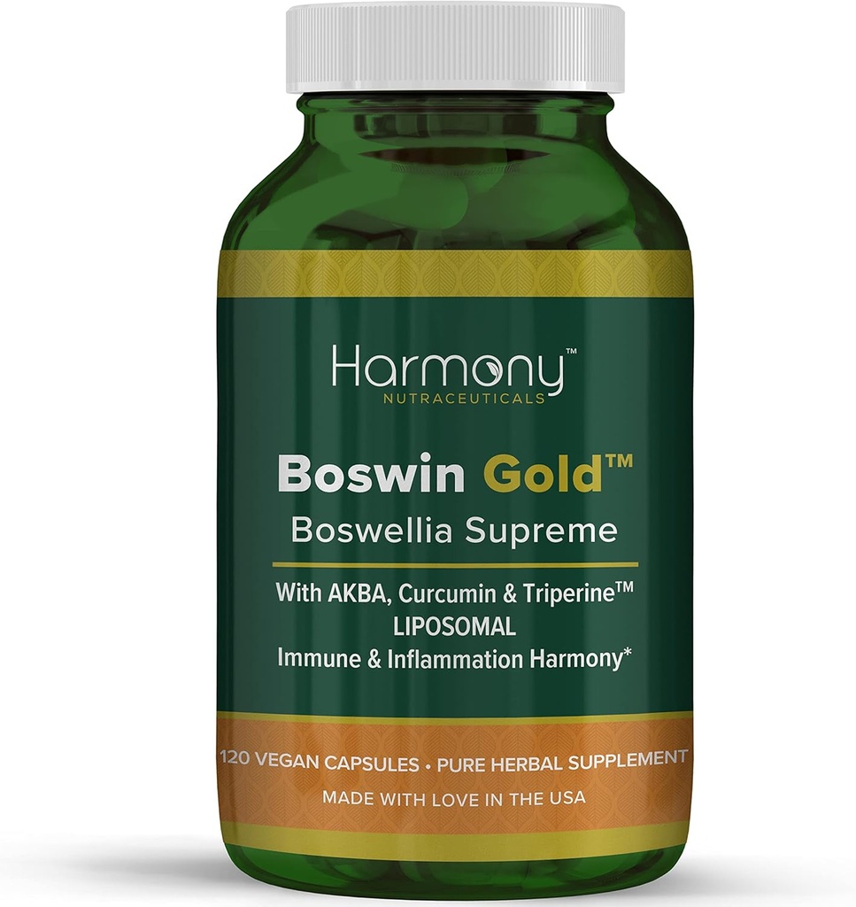 Harmonija Nutraceuticals Boswin Gold Liposomal - Najvišja moč največje bioaktivnosti Dr. Gummanova klinična stopnja Sinergizirana s kurkuma in triperina
