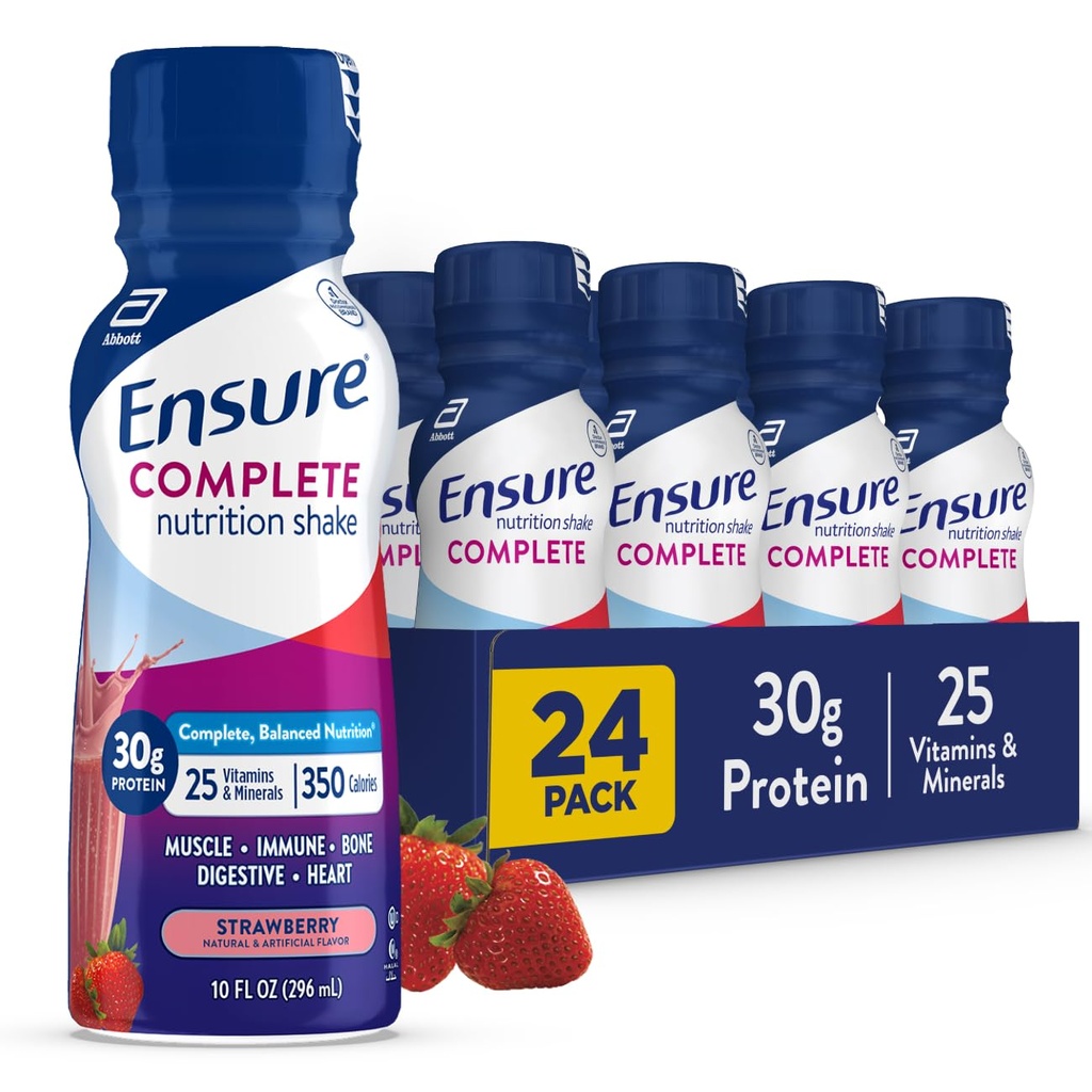Zagotovite popolno Jagodno prehrano Shake, Popolno, Uravnovešen obrok Zamenjava, Pripravljen za pitje, 30g beljakovine, 25 Vitamini in minerali, 10 fl oz-24 Pack