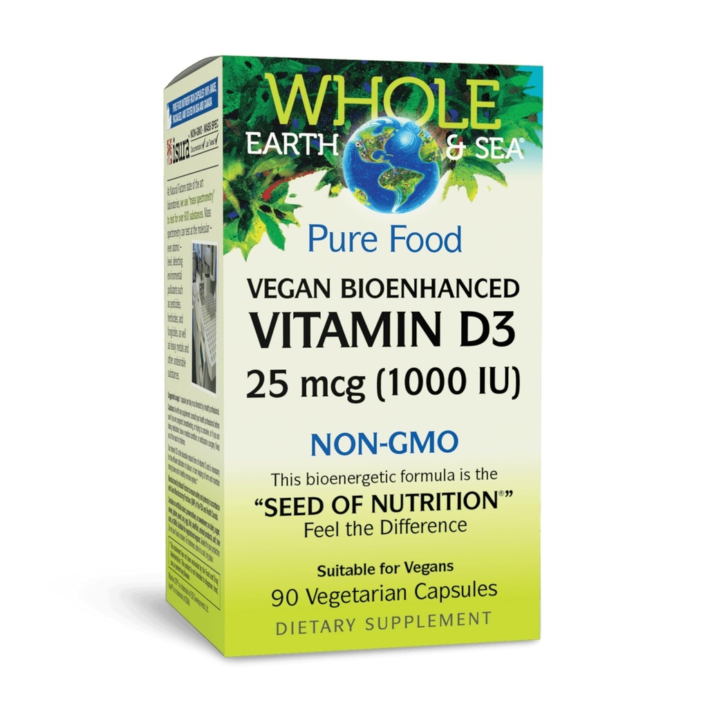 Naravni dejavniki Cela zemlja in morje Vitamin D3 - prehranska dopolnila podpira močne kosti in sklepe - Aids Kalcijeva absorpcija - Veganska & Ne-GMO - 90 Vegetarijanske kapsule (90 Servingov)