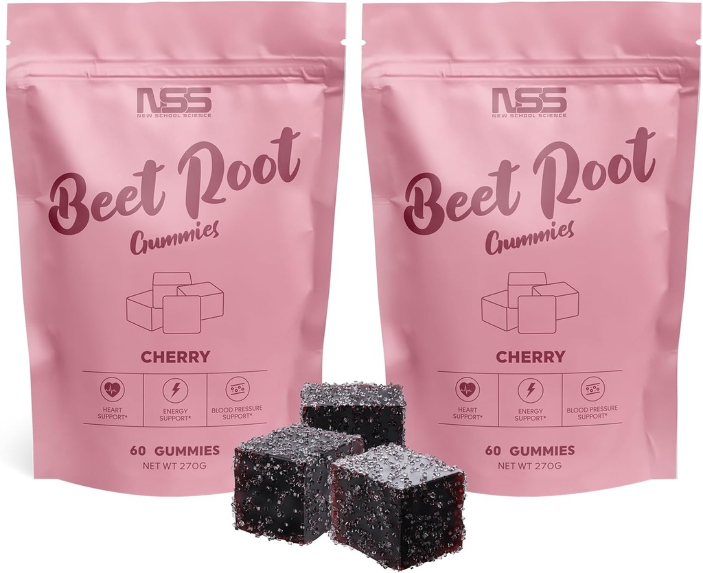 Beete Root Gummies z okusom češnje, Beet Chewables z dodanim ekstraktom grozdnih semen - naravne barve in arome - Beetroot Chews for Workout, Health and Wellness Gummies (120ct)