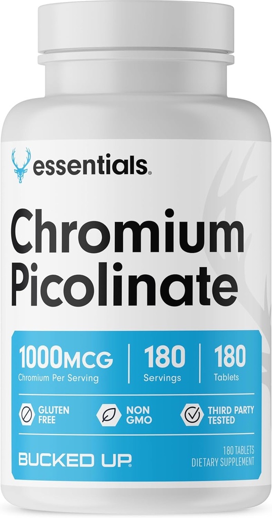 Pritrjeni kromov pikolinat 1000mcg na strežbo, pritrjeni elementi (180 strežnikov, 180 tablet)