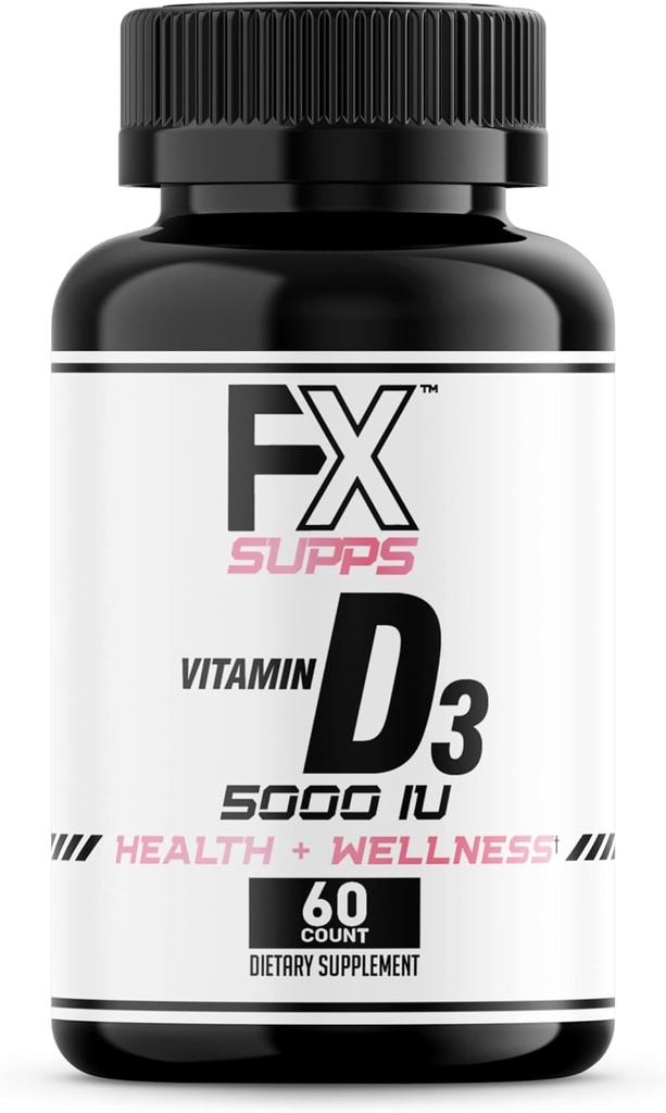 FXSUPPS Vitamin D3 5000 i.e. (1 pakiranje, 60 enostavno pogoltniti softgels) 