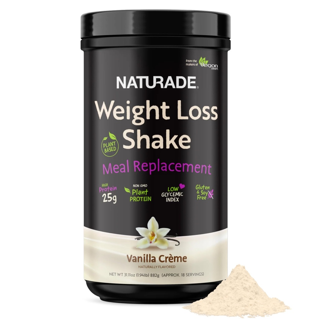 Naturade hujšanje Shake Meal zamenjava, 18 Servings - 25g Rastlinske beljakovine, CLA, Fiber & 18 Vitamini in minerali Designed to Curb Cravings and Boost Daily Nutrition - Vanilla Creme