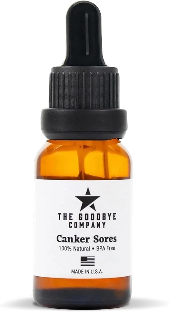 Goodbye Company Organic Canker Sore Relief Serum, Vegan 15mL - hitro naravno zdravljenje bolečine, nežna usta Ulcer Pomirjujoče z Clove, Cilantro & Sivender, Chemical-free, Oblikovan v ZDA