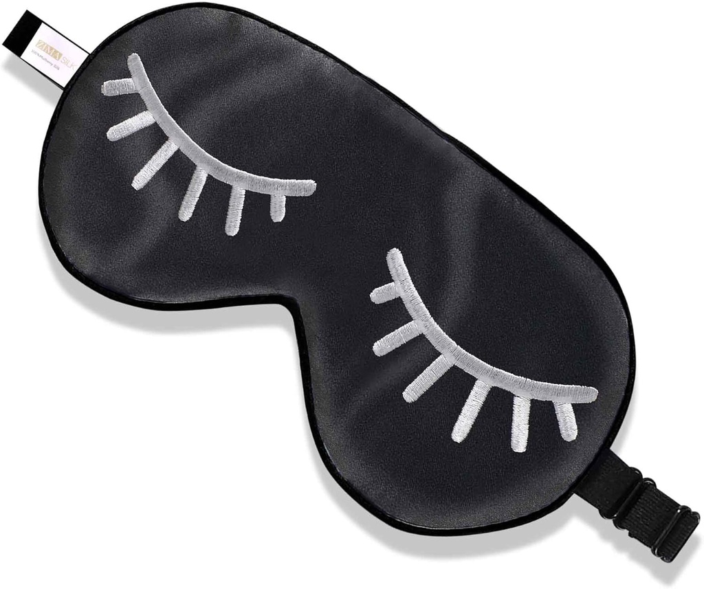 ZIMASILK 100% naravna Svilena spalna maska Slepa preveza,Nastavljiva super mehko oko maska za spanje z vrečko (Eyelashes)