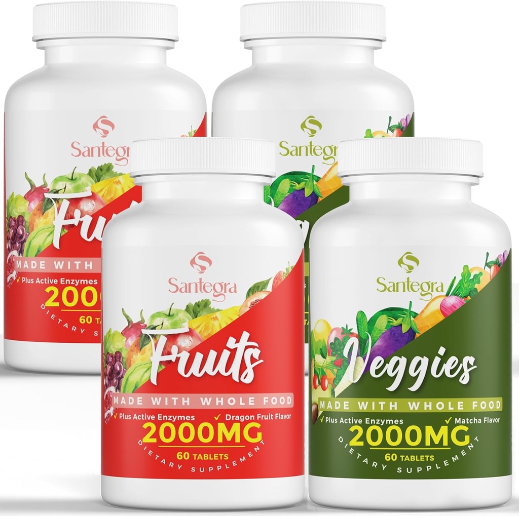 2000 MG Sadje in zelenjava dopolnila, naravno ravnovesje več kot 35+ Sadje in zelenjava, 100% Cela hrana Superživila Sadje in zelenjava Dopolnilo, energijsko ravnovesje, sladkor brez, Vegan, 240 Tablete