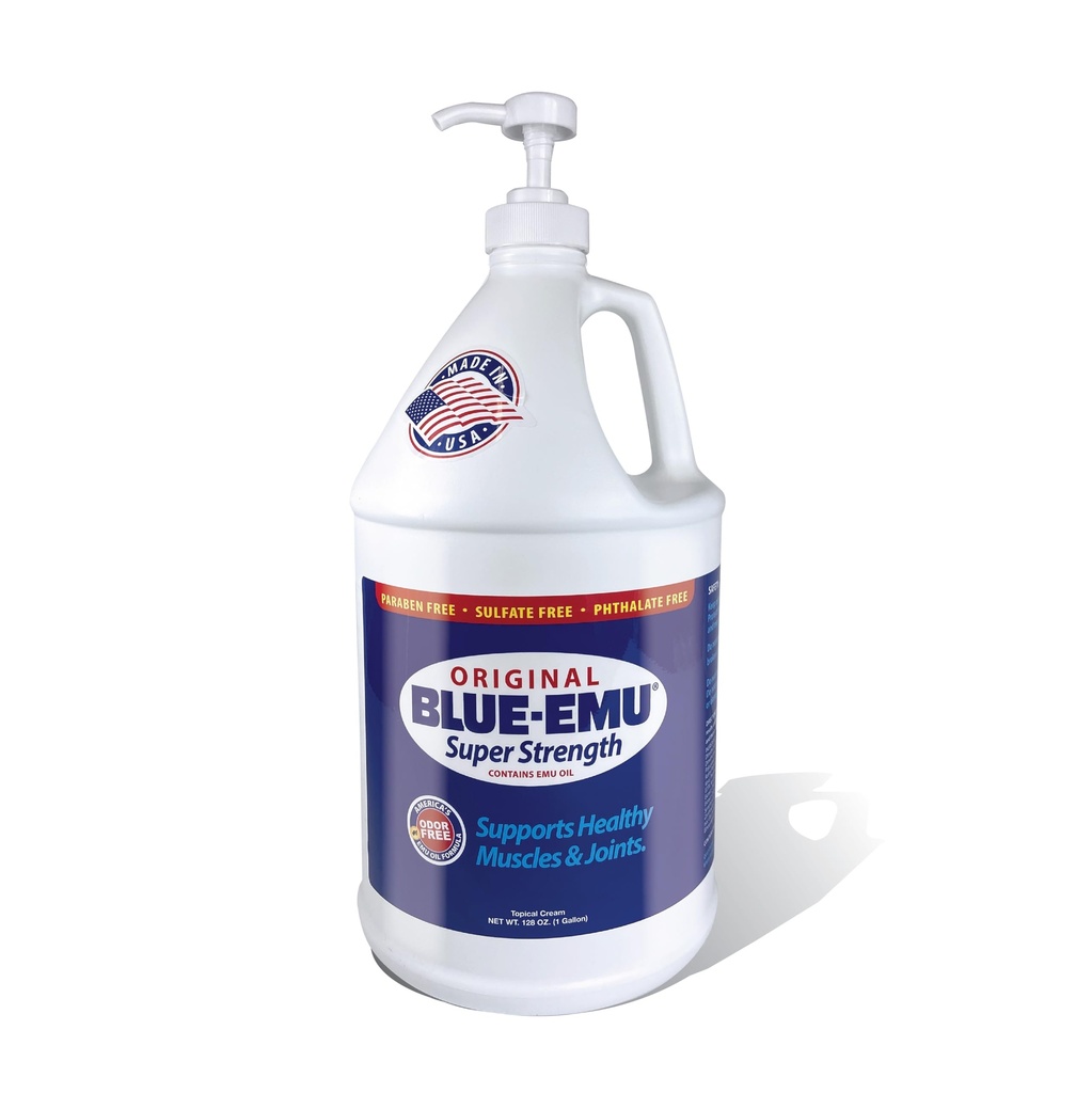 BLUE-EMU Original Super moč krema, Pomirjujoče mišice in skupna podpora, 1 Galon