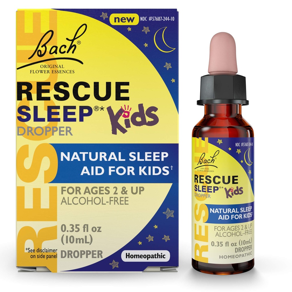 Bach RESCUE SLEEP KIDS Dropper 10mL, naravni spanje in stres pomoč za pomoč, homeopatski cvet Essence, brez melatonin, sladkor & Gluten, Kid-prijateljski, nealkoholna formula