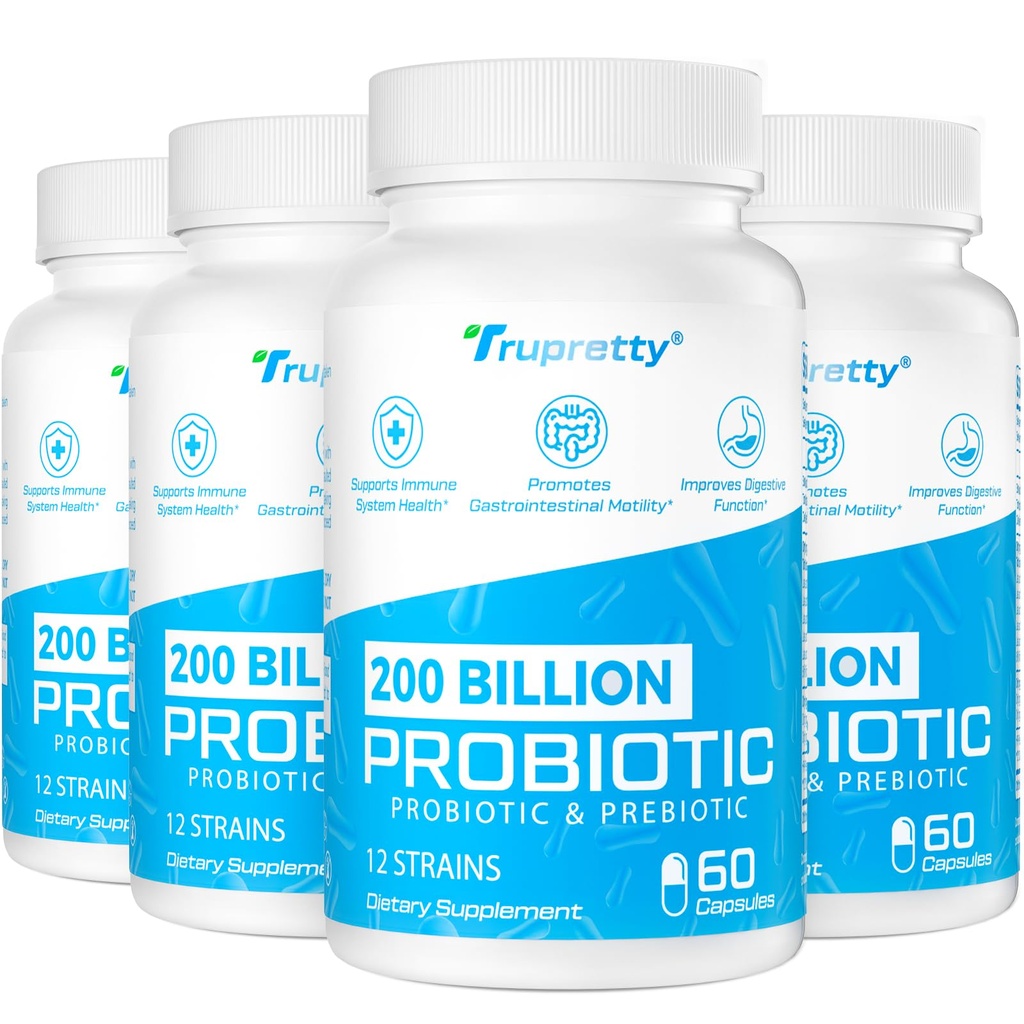 200 milijard Cfus 12 sevi probiotiki, s 3 Organic Prebiotics, Probiotiki za ženske moške, Dnevni dodatek za imuno, Gut, Prebavno zdravje, Rokavice Stable, Non GSO, 240 Caps (240-dnevno oskrbo)