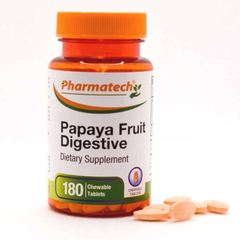 Papaya sadne prebavne, Izboljšati prebavo, Okusni okus, Enzyme dodatek, za napenjanje in zaprtje, Relief plina, 180 Žvečljive tablete