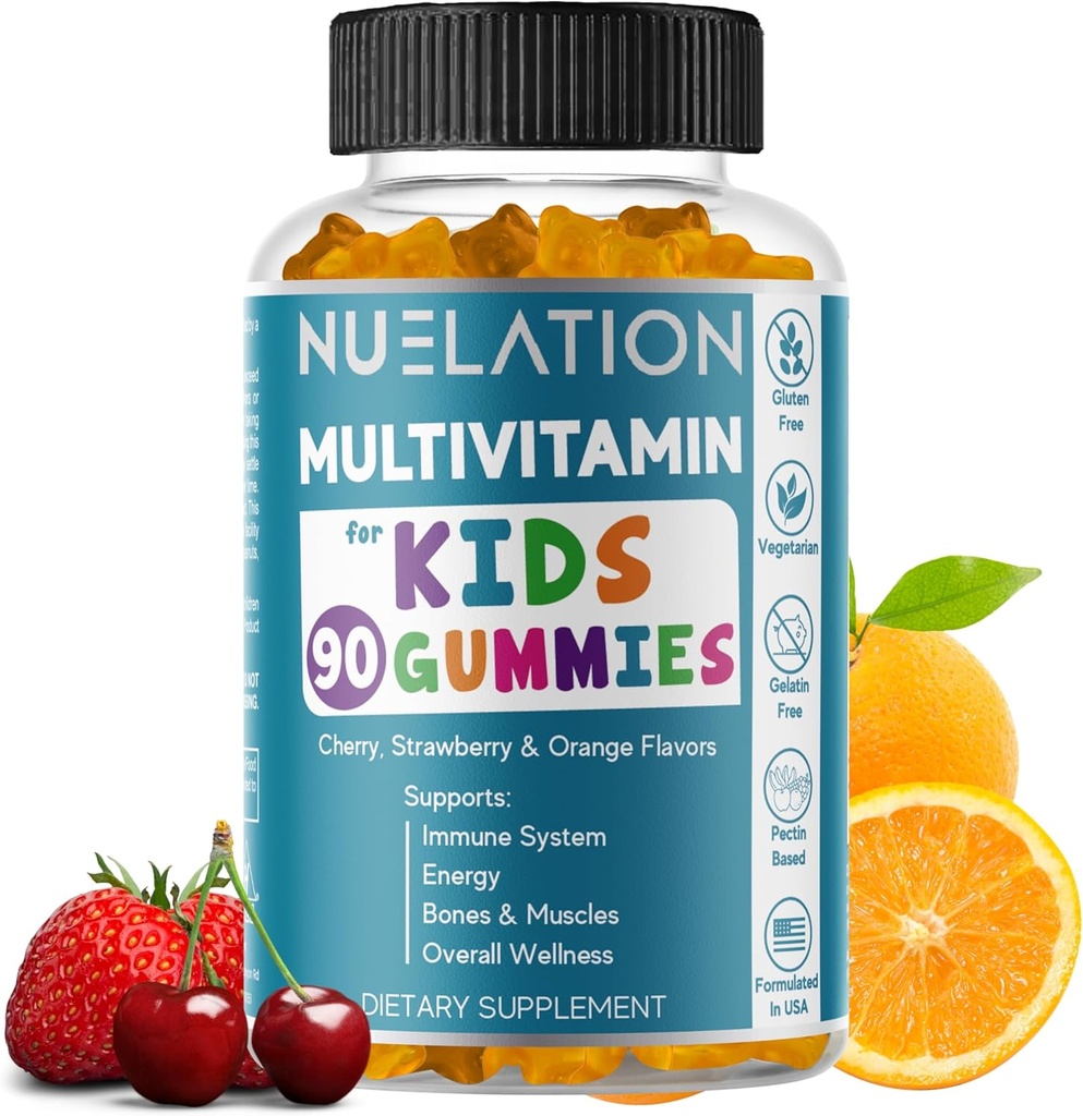 Gumijasti vitamini za otroke 45 dni dobave - vegetarijanski, Gluten brezplačno, želatina brez, multivitaminski žvečilni gumiji za otroke za podporo imunskega sistema in splošno dobro počutje