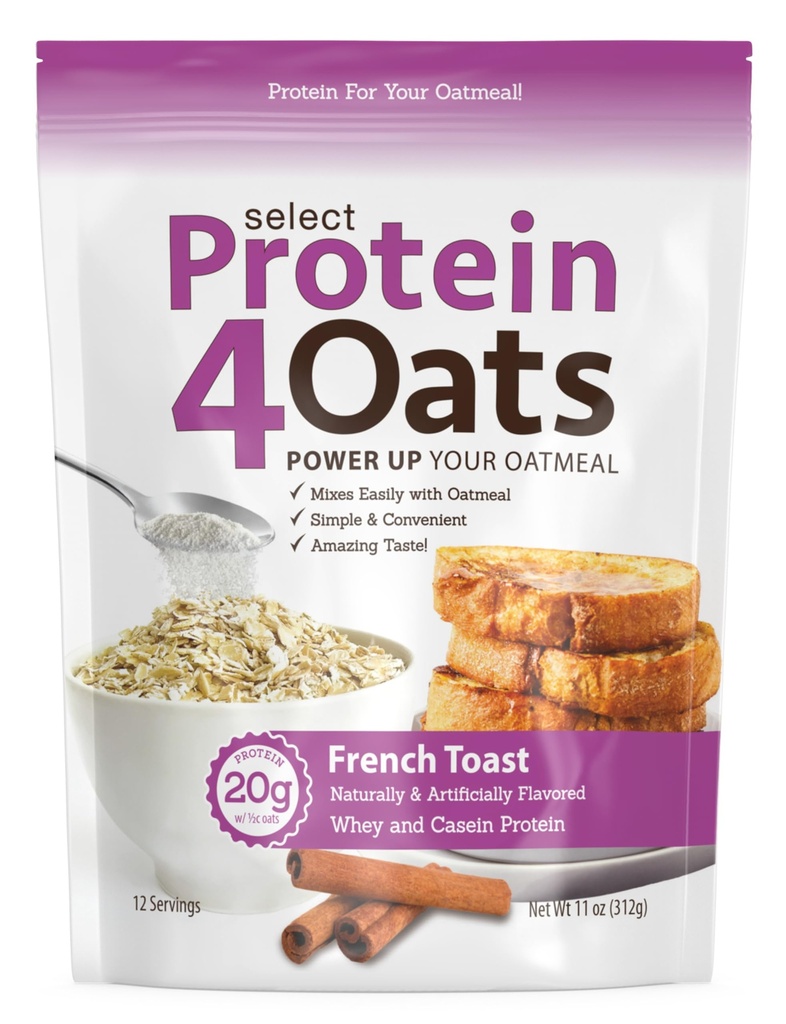 PEScience Protein4Oats, Powder to make Amazing Degusting Protein Oatmeal, z Whey in Kazein, francoski Toast, 12 Servinges