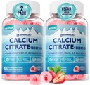 Kalcijev citrat 1000 mg, kalcijevi gumiji s kalcijom in magnezijem 2:1 razmerje, plus vitamin D3, cink, B6 & kalij – visoko absorbiran kalcij žvečljiv, podpora kosti in mišic, vegan, sladkor brez, 120Cts