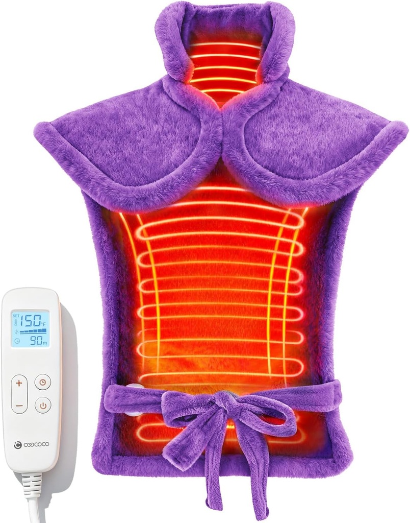 CooCoco nazaj ogrevanje Pads za ženske babica, FSA Upravičena toplotna Pad za bolečine v hrbtu, Cute Heat Pad s 6 ravni toplote, Božična darila za mamo žena njena babica, ETL Certified, Purple