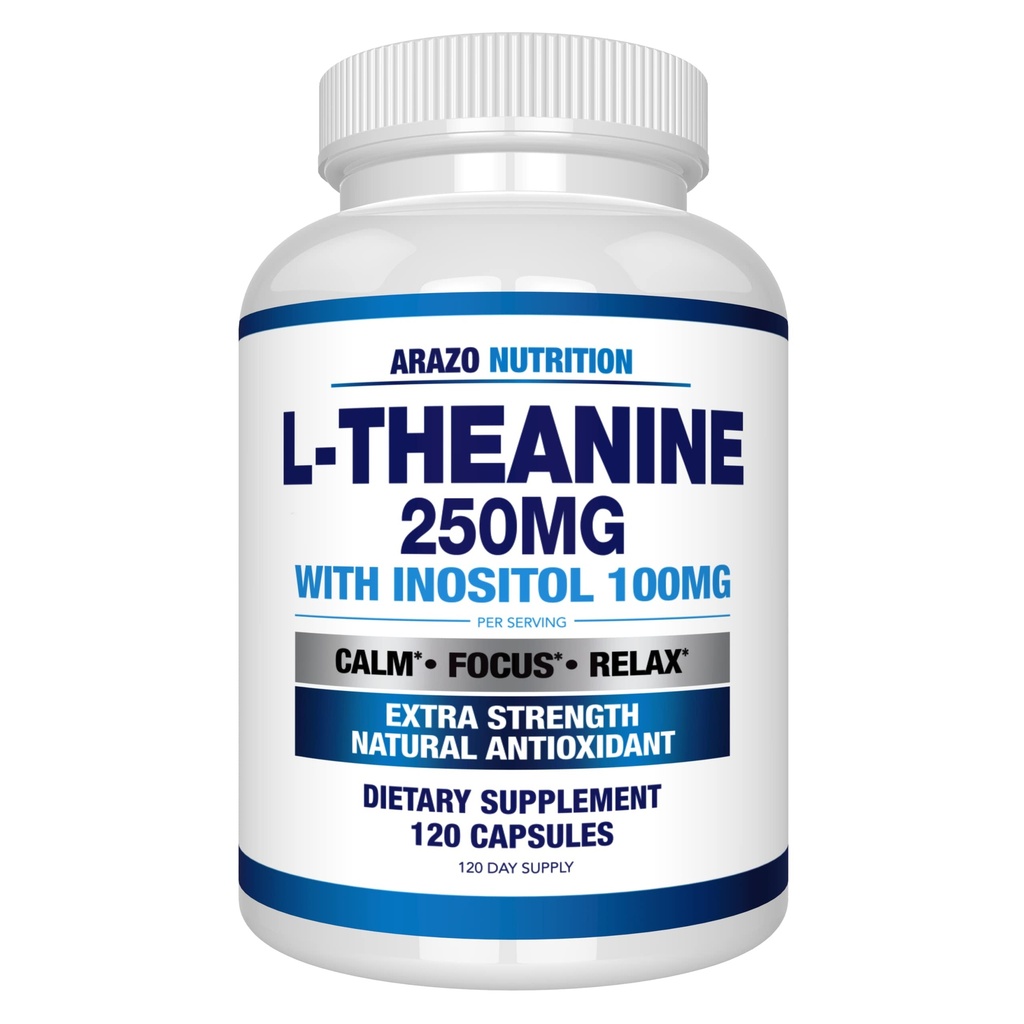 Arazo Nutrition L-teanin 250mg (ekstra jakost) z Inositol 100mg, 120 kapsul vegetarijanec