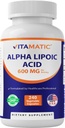Vitamatska alfa lipojska kislina (ALA) 600mg na serviranje - 240 zelenjavnih kapsul - 120 serviranih - brez GMO & glutena