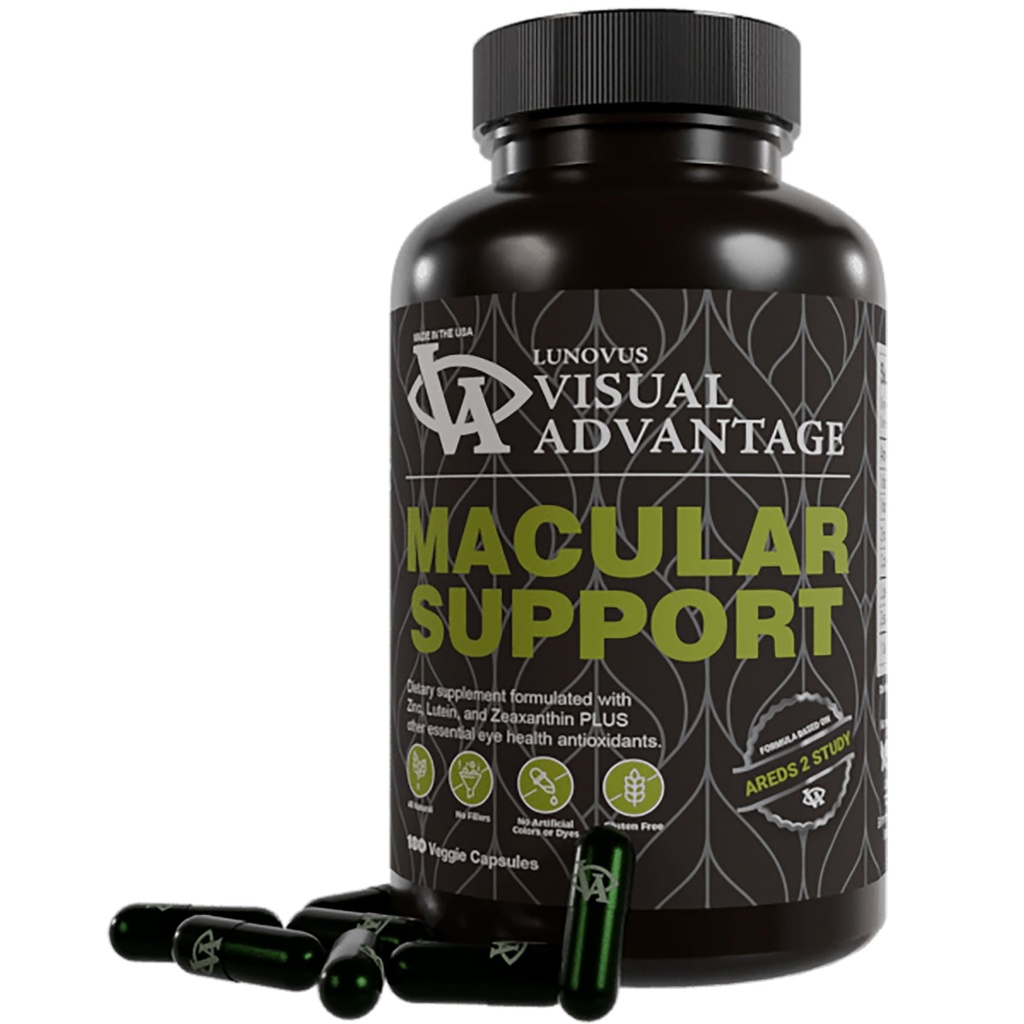 Makularna podpora Formula za zdravje oči - 180 Count - temelji na študiji AREDS 2 - za starost povezano zdravje oči (AMD) - Eye Vitamini