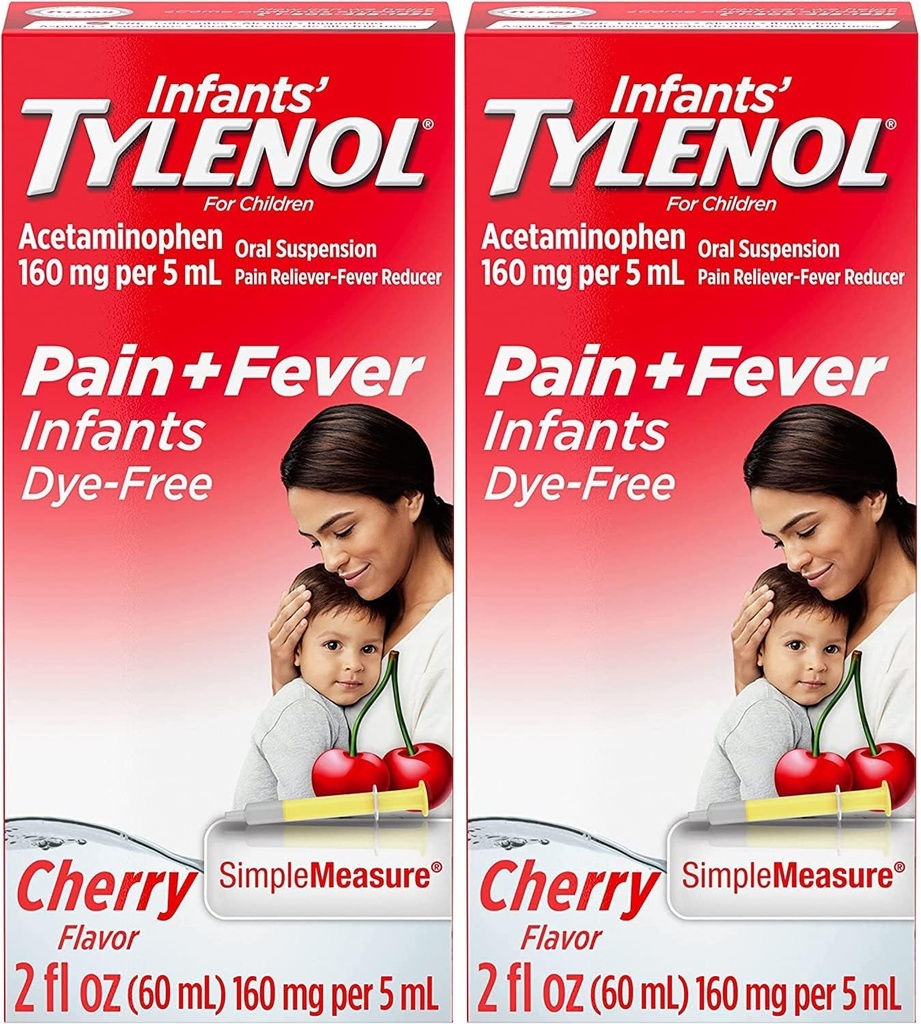 Tylenol Infants peroralna suspenzija, brez barve, Cherry, 2 Fl. Oz (paket z 2)