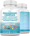 60 Count Magnezijev kompleks 2285mg z magnezijevim glicinatom Citratni malat oksid Taurat Aspartat Glukonat Orotat & Mag Klorid, cinkov bakrov mangan in vitamin C B1 B2 B6 B12 Complex ZDA