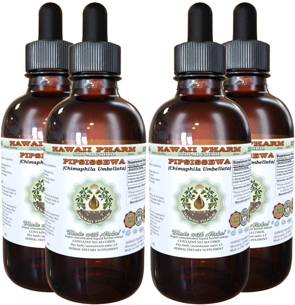 Pipsissewa Alkohol-free Liquid Extract, Pipsissewa (Chimaphila umbellata) Suhi list Glicerit Naravni zeliščni dodatek, Havaji Pharm, ZDA 4x4 fl.oz