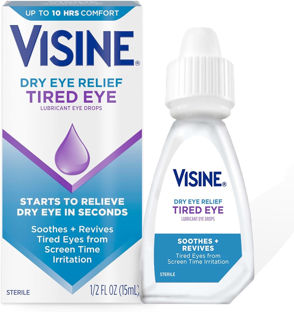 Visine Suho oko Relief utrujen oči maziva oči kapljice, vlaženje in pomirjujoče Sterilne kapljice za razdražljive, suhe in utrujene oči zaradi zaslona čas draženje, polietilen Glycol, 0.5 fl. oz