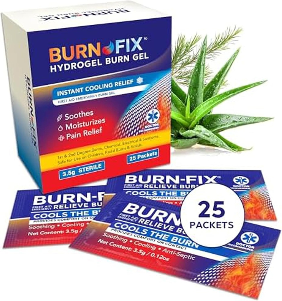 BurnFix® Hydrogel Burn Gel Packets – 3,5 g Umirjanje prve pomoči Burn Cream za takojšnje hlajenje Relief na manjših opeklinah, sončnih opeklin in scalds 